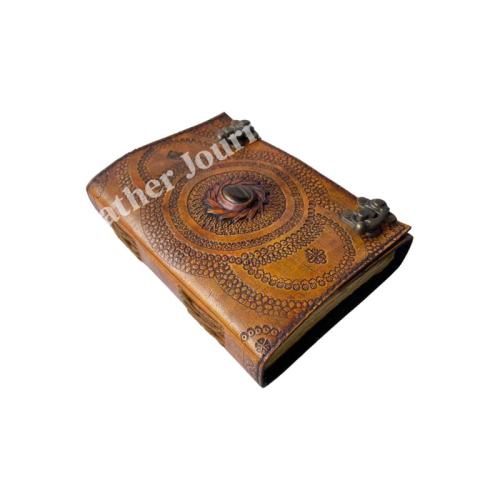 Stone Leather Journal Deckle Art Paper Embossed Leather Bound Writing Notebook Diary Best Gift For Men & Women Scrapbook Diary