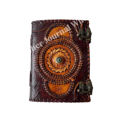 Hocus Pocus Book Of Spells Eye vintage leather book Celtic wiccan journals for writing Charcoal handmade deckle Art paper