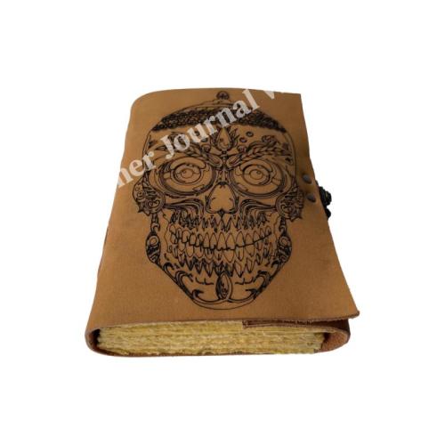 Day Of Dead Spell Blank Book of Shadows Journal with Lock Clasp Women Laser Cut Skull Vintage Handmade Diary Planner Journal