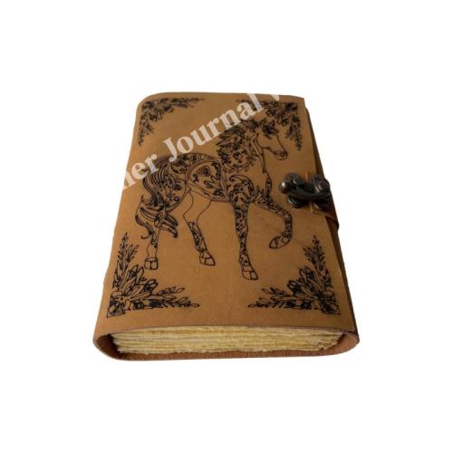 Horse Spell Book of Shadows Blank Journal with Lock Clasp Women Laser Cut Vintage Handmade Diary Prayer Planner Journal