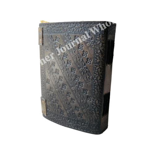 Tree of life Leather Journal Antique Embossed Charcoal Book of Spells Prop Handmade Paper Personal Organizer Gift for Him her
