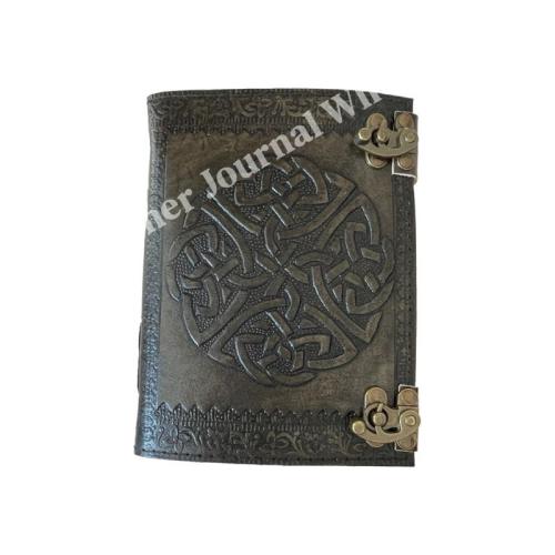 Chakra Leather Journal Charcoal Embossed Book of Spells Prop Antique Handmade Paper Personal Organizer Gift for Women Writing