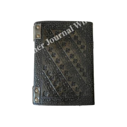 Chakra Leather Journal Charcoal Embossed Book of Spells Prop Antique Handmade Paper Personal Organizer Gift for Women Writing