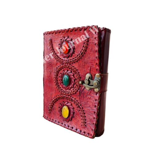 Mystic Hand Leather Journal Vintage Gothic Palm Design Blank Deckle Edge Pages Spiritual Writing Notebook for Journaling Sketching Travel Notes and Unique Gift