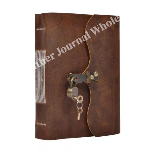 Wholesale Hardcover Blank Paper Notebook With Antique Brass Lock Latch 