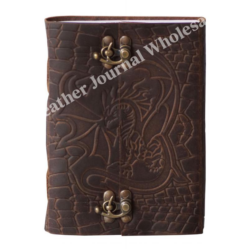 Soft Crocodile Leather Journal Antique Design Dragon Notebook ...