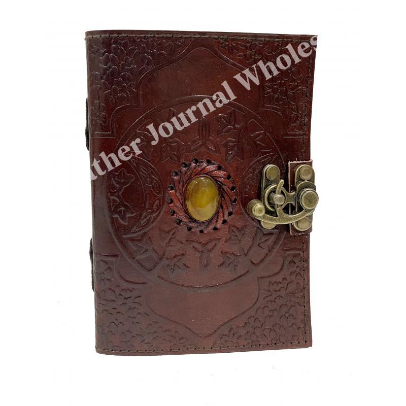 Leather Journal Book Of Shadows Embossed Celtic Wicca Pagan Triple Moon ...